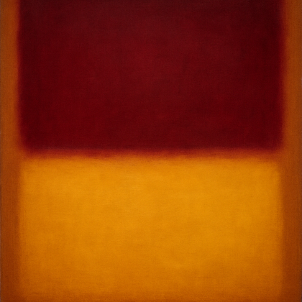 Crimson Burgundy & Saffron Gold Color Vibrations No. 26 Oil Painting 100% Hand Painted Oil on Belgian Linen Canvas, Original Fine Art Wall Decor