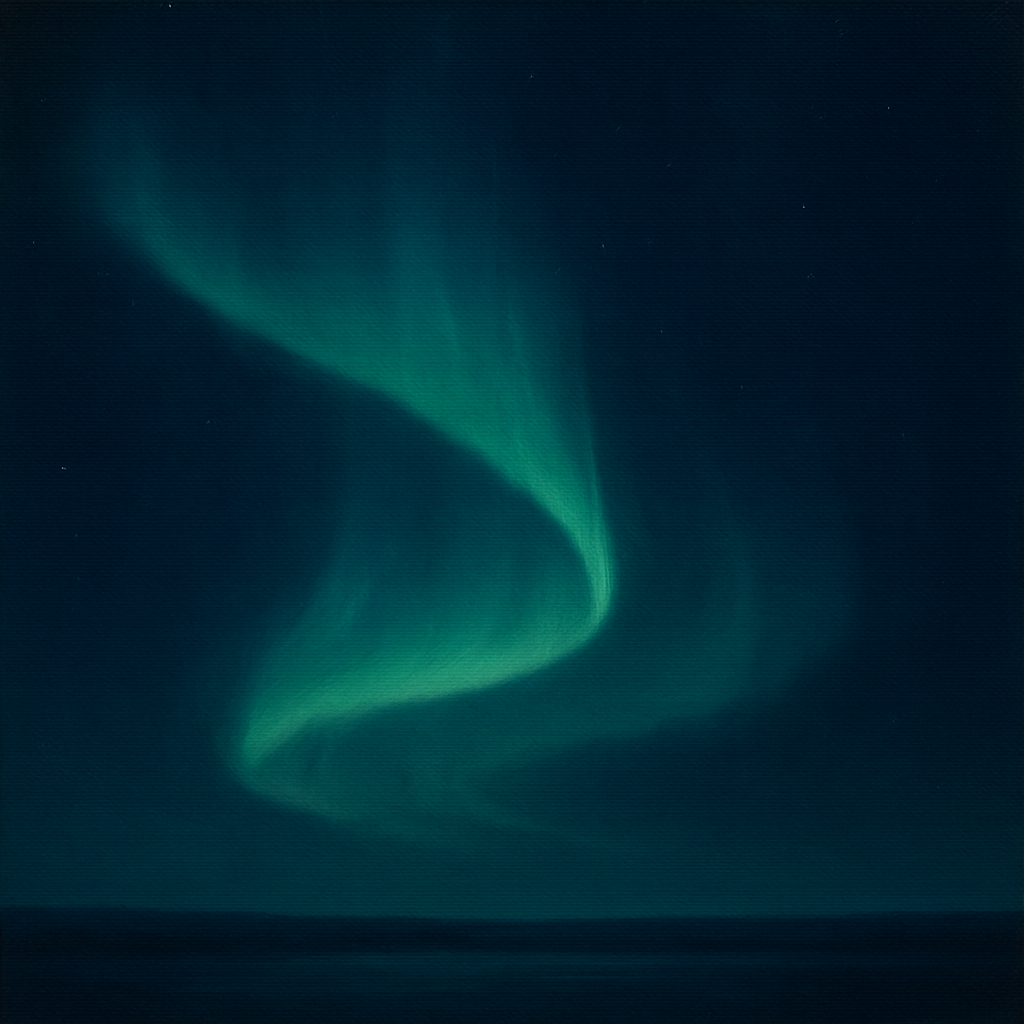 Aurora Borealis Veil in Deep Midnight Indigo No. 11 Oil Painting - View 1