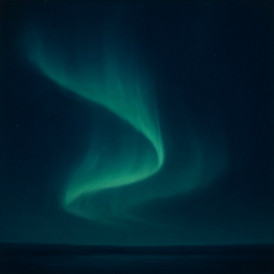 Aurora Borealis Veil in Deep Midnight Indigo No. 11 Oil Painting - View 1