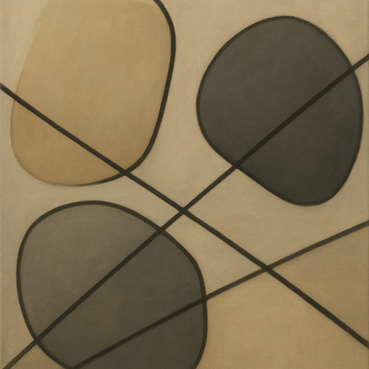 Organic Pebble Contours & Slanted Lines No. 14 Oil Painting 100% Hand Painted Oil on Belgian Linen Canvas, Original Fine Art Wall Decor