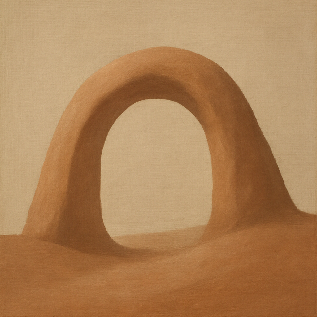 Warm Beige Travertine Arch No. 1 - Modern Fine Art Oil Painting - View 1