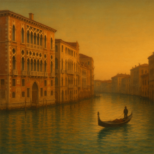 Venetian Canal Palaces at Golden Hour No. 28 Oil Painting 100% Hand Painted Oil on Belgian Linen Canvas, Original Fine Art Wall Decor