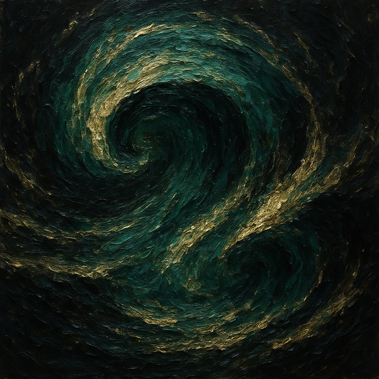 Deep Emerald & Obsidian Swell No. 2 Oil Painting - 100% Hand-Painted Master Oil Painting