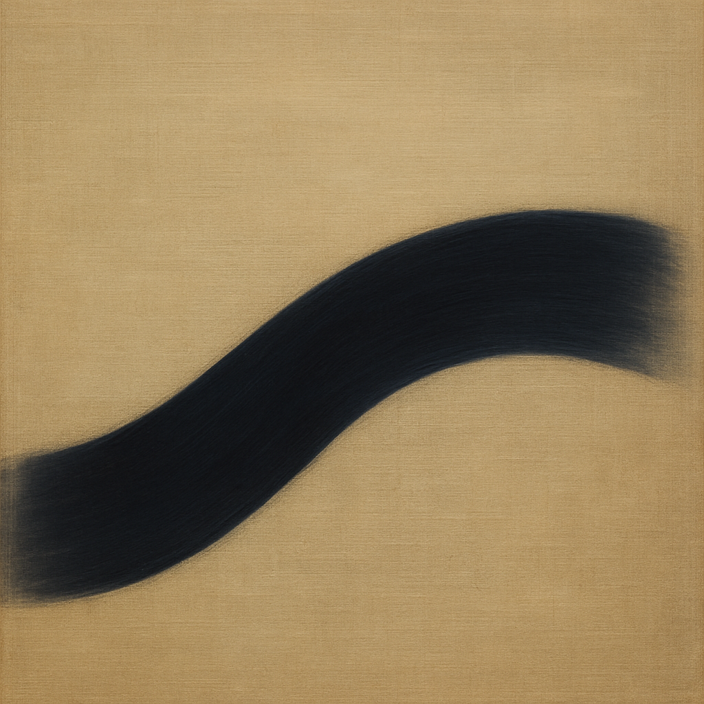 Navy Indigo & Warm Sand Sweep No. 2 - Modern Fine Art Oil Painting - View 1