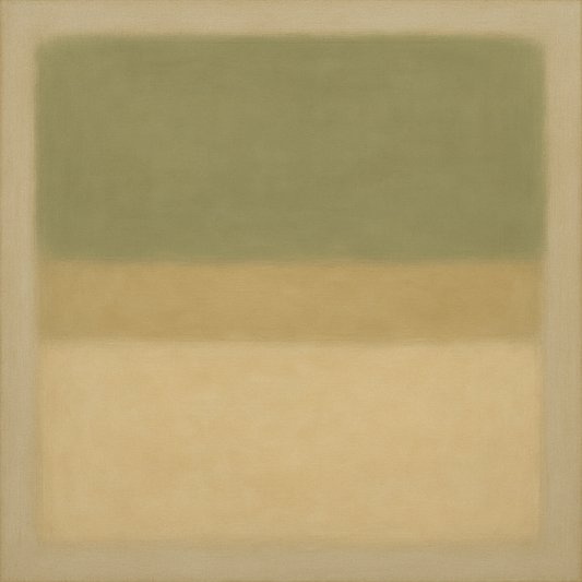 Sage Olive & Pale Sandstone Minimalist Harmony No. 27 Oil Painting - View 1