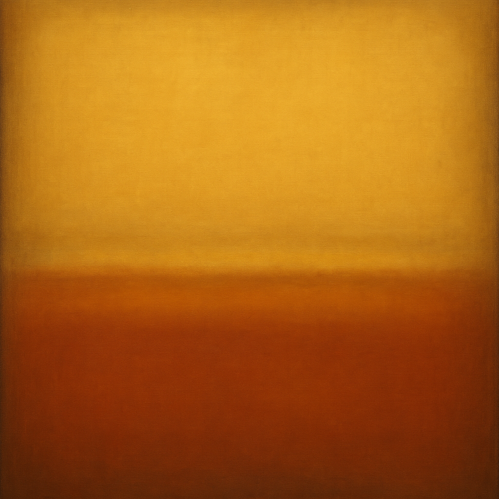 Luminous Ochre & Terracotta Horizon Color Field Oil Painting - View 1