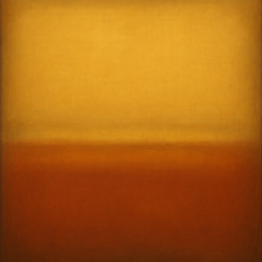 Luminous Ochre & Terracotta Horizon Color Field Oil Painting - View 1