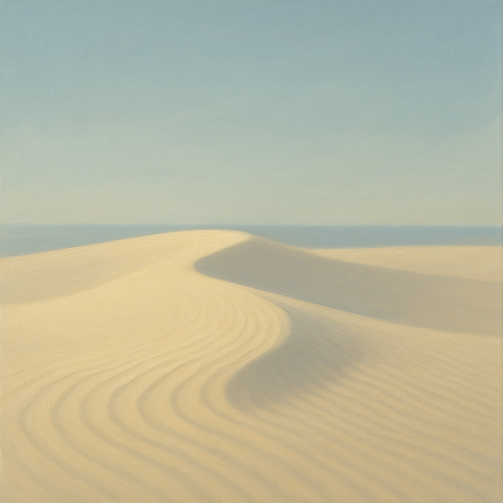 Minimalist Sand Dunes under Expansive Sky No. 9 Fine Art Oil Painting - View 1