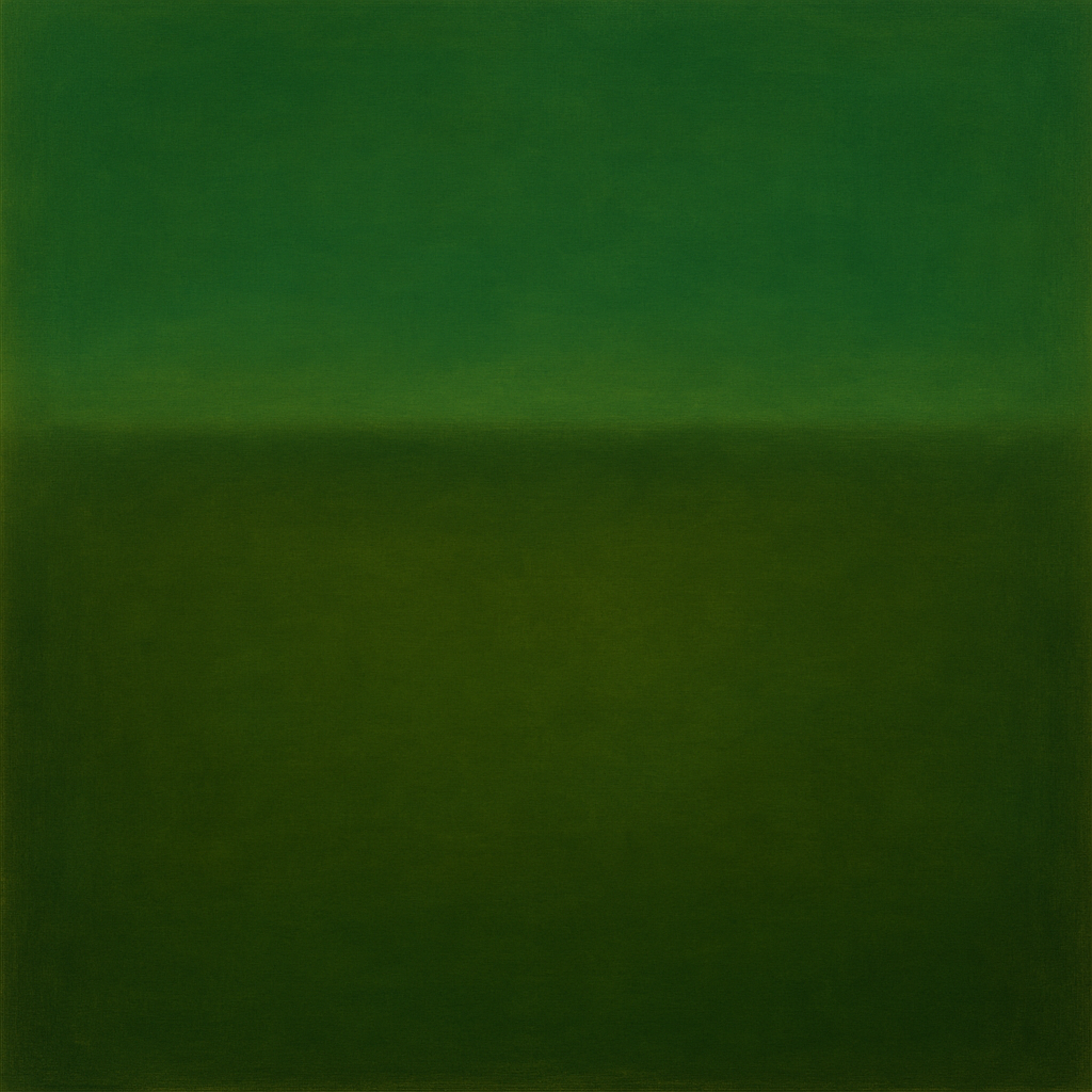 Forest Emerald & Deep Moss Contemplative Field No. 19 Oil Painting - View 1