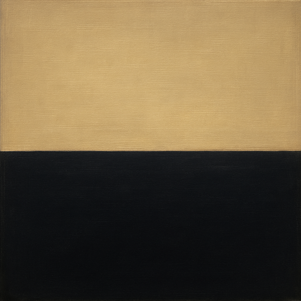 Onyx & Warm Biscuit Horizon No. 9 - Modern Fine Art Oil Painting - View 1