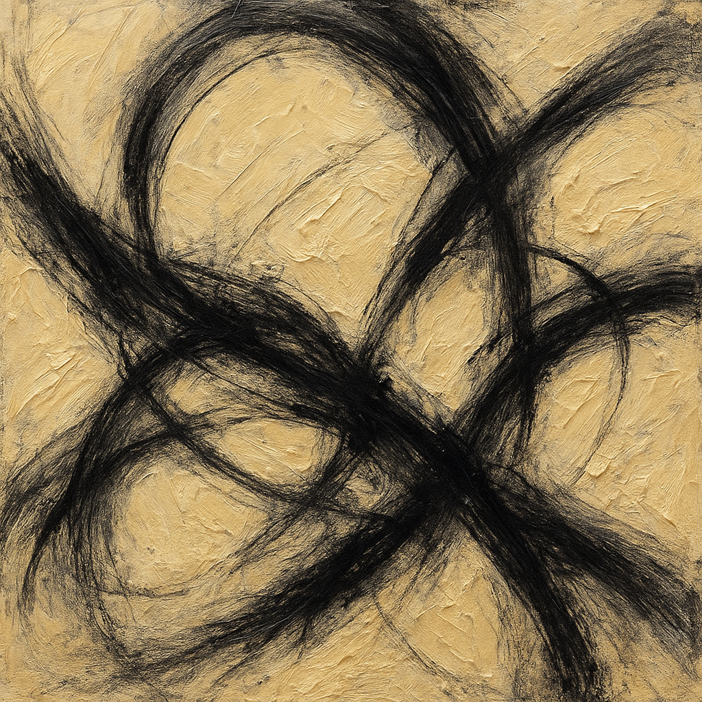 Kinetic Charcoal Surge Modern Abstract Oil Painting - 100% Hand-Painted Master Oil Painting