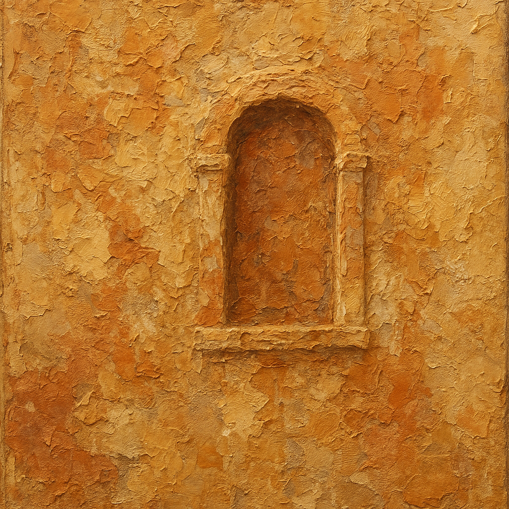 Tuscan Stucco Relic Heavy Texture Oil Painting - View 1