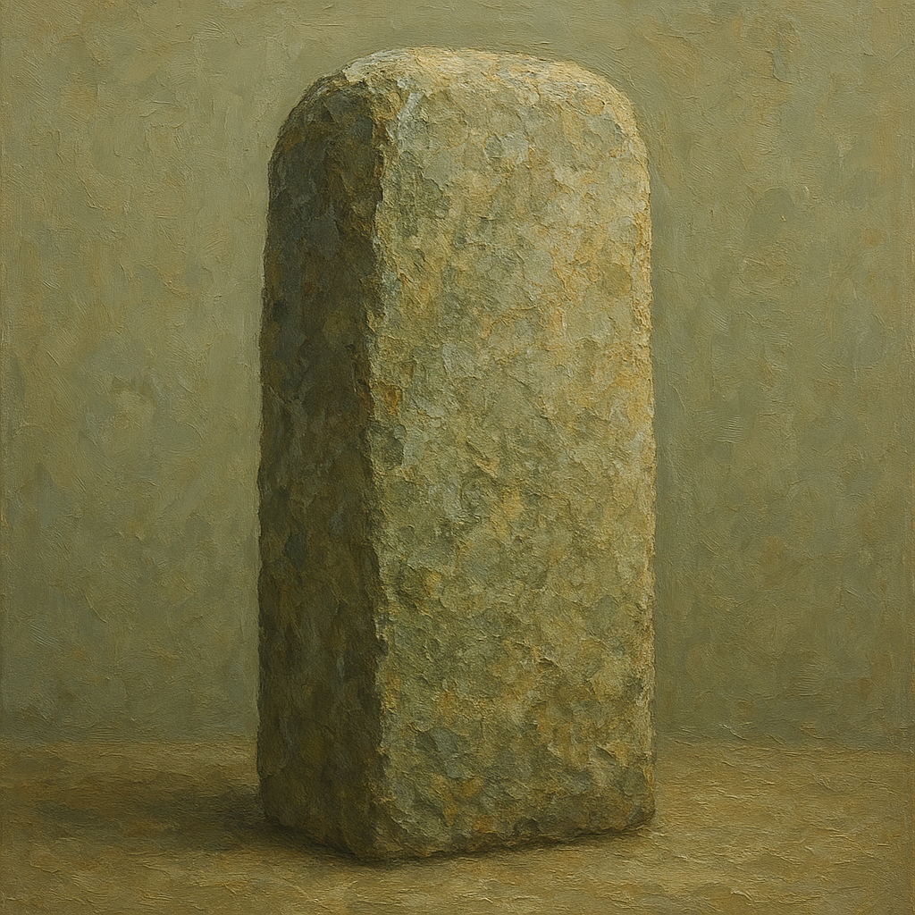 Weathered Stone Stele Wabi-Sabi Oil Painting - View 1