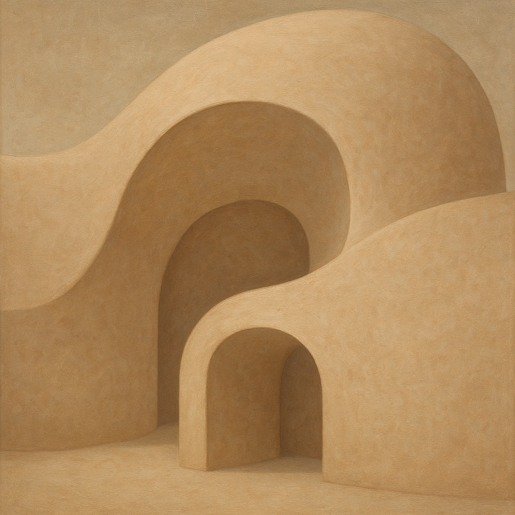 Soft Architectural Curve in Desert Bone No. 30 Oil Painting - View 1