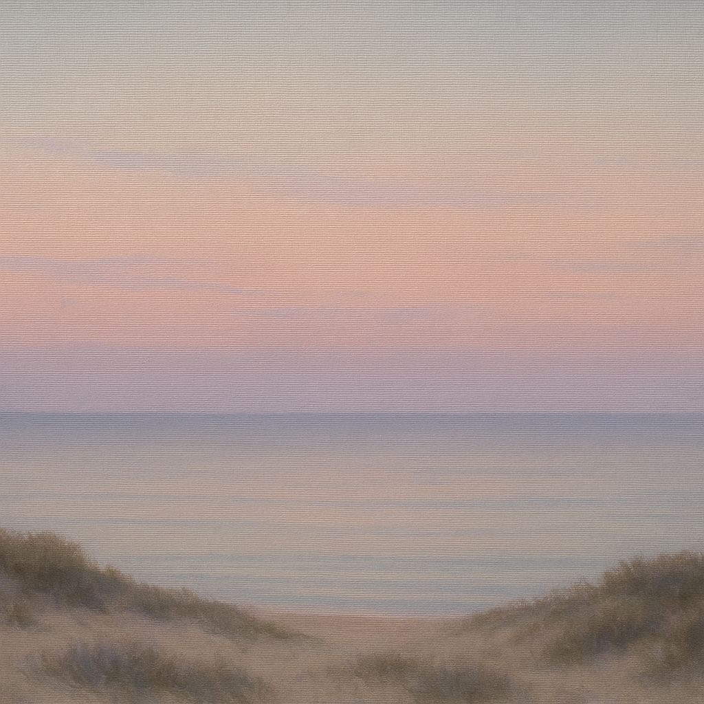 Pastel Dusk Horizon over Calm Atlantic Waters No. 3 Oil Painting - View 1