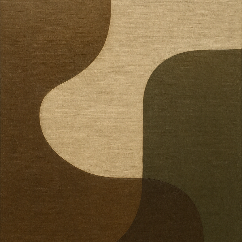 Minimalist Asymmetrical Balance in Raw Umber No. 18 Oil Painting 100% Hand Painted Oil on Belgian Linen Canvas, Original Fine Art Wall Decor