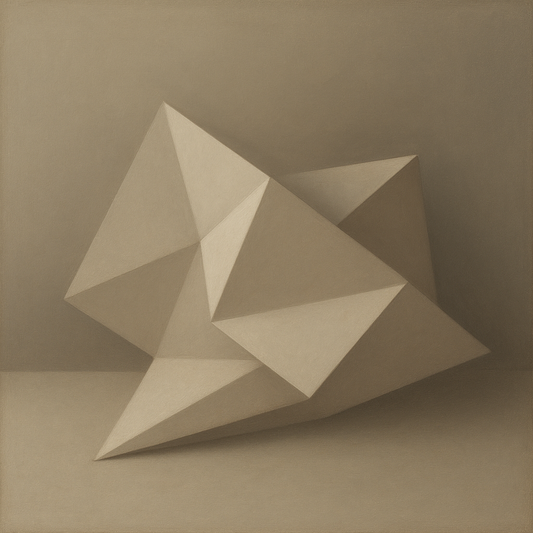Folded Paper Geometry in Neutral Gradient Shadows No. 17 Oil Painting 100% Hand Painted Oil on Belgian Linen Canvas, Original Fine Art Wall Decor