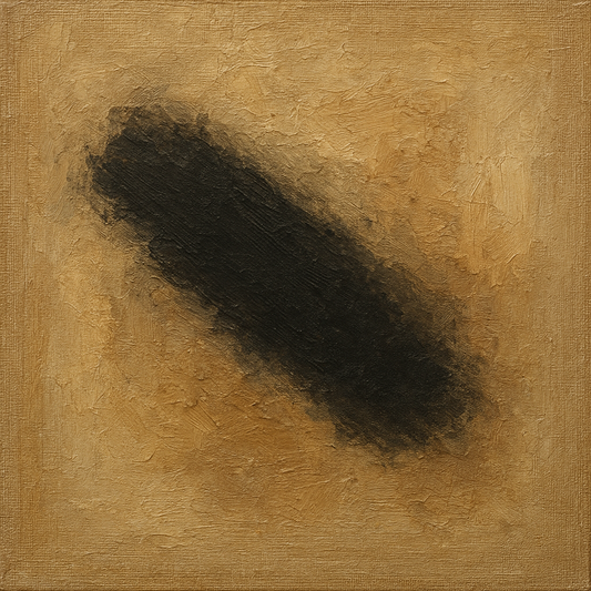 Charcoal Smudge & Raw Linen Wabi-Sabi Oil Painting - View 1