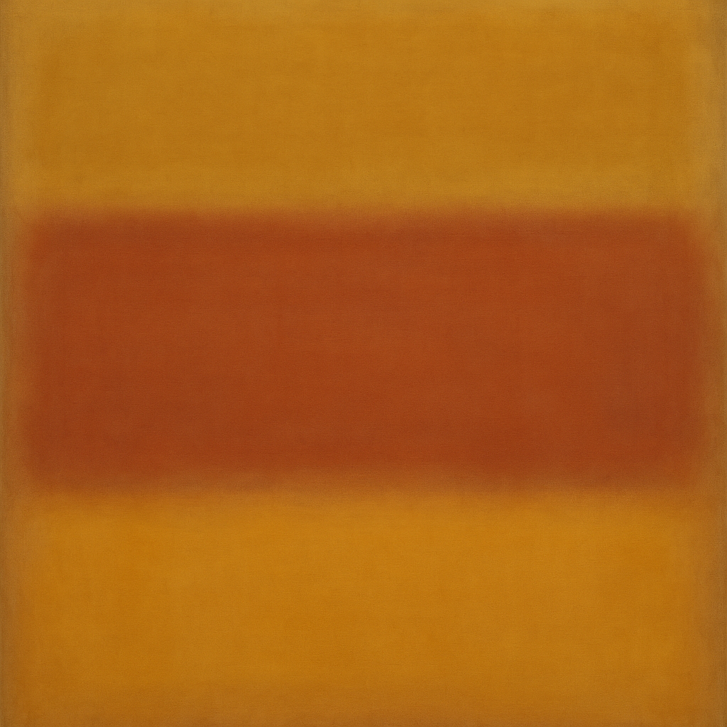 Luminous Ochre & Terracotta Horizon Color Field No. 25 Oil Painting - View 1