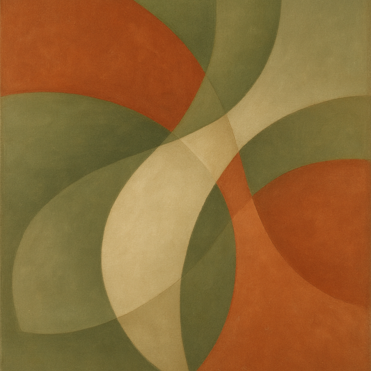 Intersecting Curved Forms in Olive & Rust No. 15 Oil Painting 100% Hand Painted Oil on Belgian Linen Canvas, Original Fine Art Wall Decor