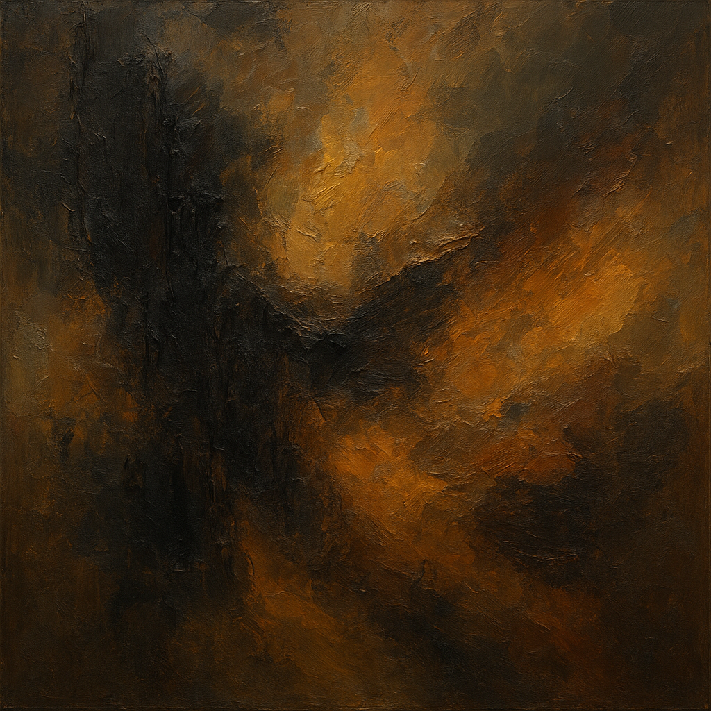 Smoky Topaz & Charred Wood Abstract Oil Painting - 100% Hand-Painted Master Oil Painting