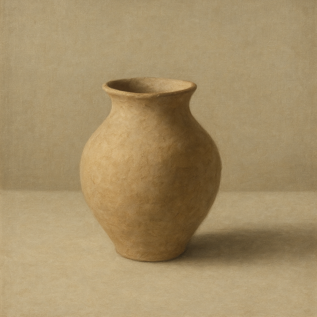 Organic Clay Vessel & Solitary Shadow No. 24 Oil Painting - View 1