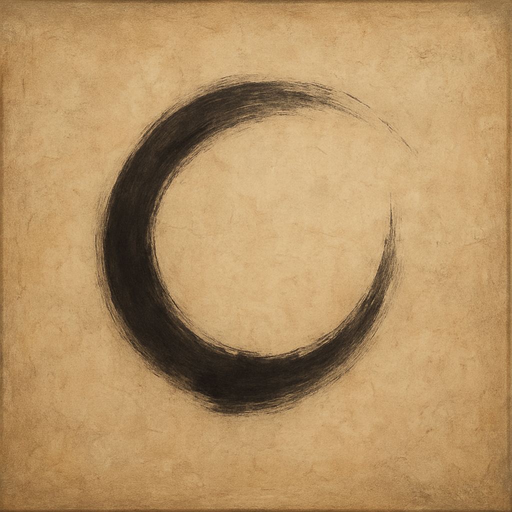Aged Rice Paper & Charcoal Calligraphic Balance No. 25 Oil Painting - View 1