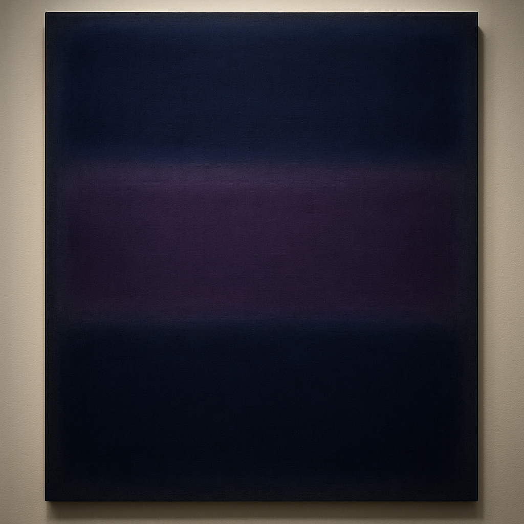 Deep Indigo & Midnight Plum Ambient Field No. 7 Oil Painting 100% Hand Painted Oil on Belgian Linen Canvas, Original Fine Art Wall Decor