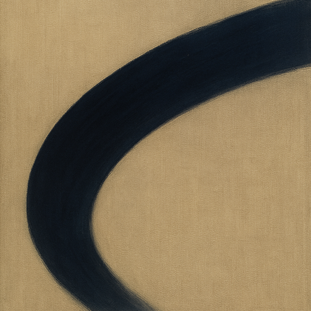 Navy Indigo & Warm Sand Sweep No. 2 - Modern Fine Art Oil Painting - View 1