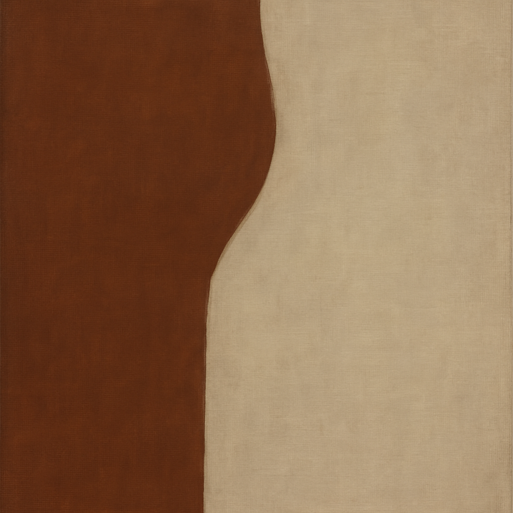 Burnt Umber & Greige Duet No. 7 - Modern Fine Art Oil Painting - View 1