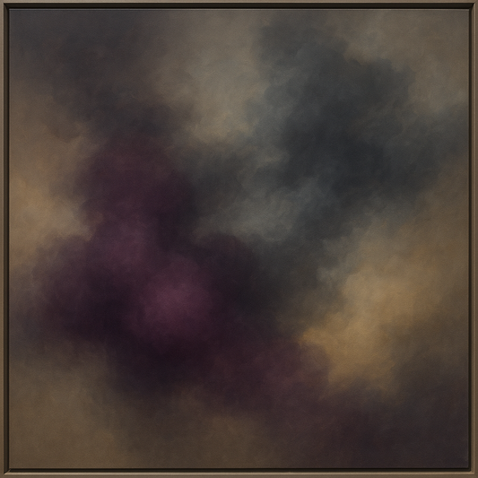 Gilded Plum & Soft Smoke Cloud Harmony No. 7 Oil Painting 100% Hand Painted Oil on Belgian Linen Canvas, Original Fine Art Wall Decor