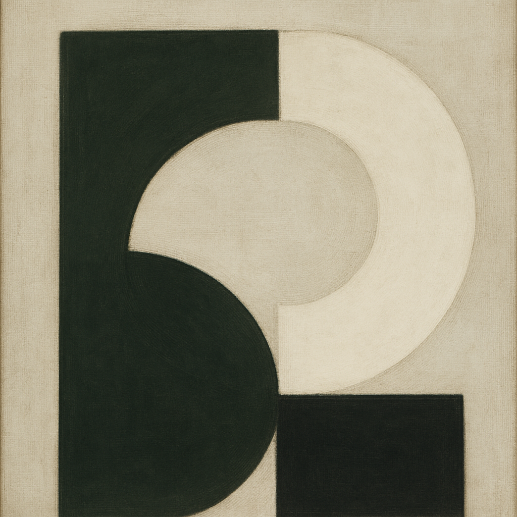 Forest Emerald & Chalk Interlock No. 6 - Modern Fine Art Oil Painting - View 1