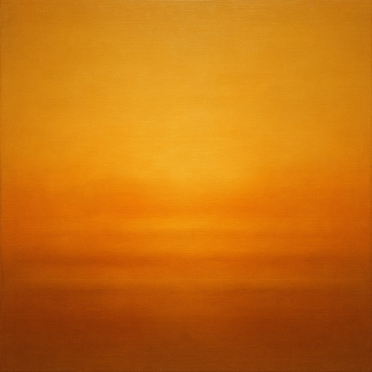 Warm Amber & Raw Sienna Sunset Meditation No. 26 Oil Painting 100% Hand Painted Oil on Belgian Linen Canvas, Original Fine Art Wall Decor