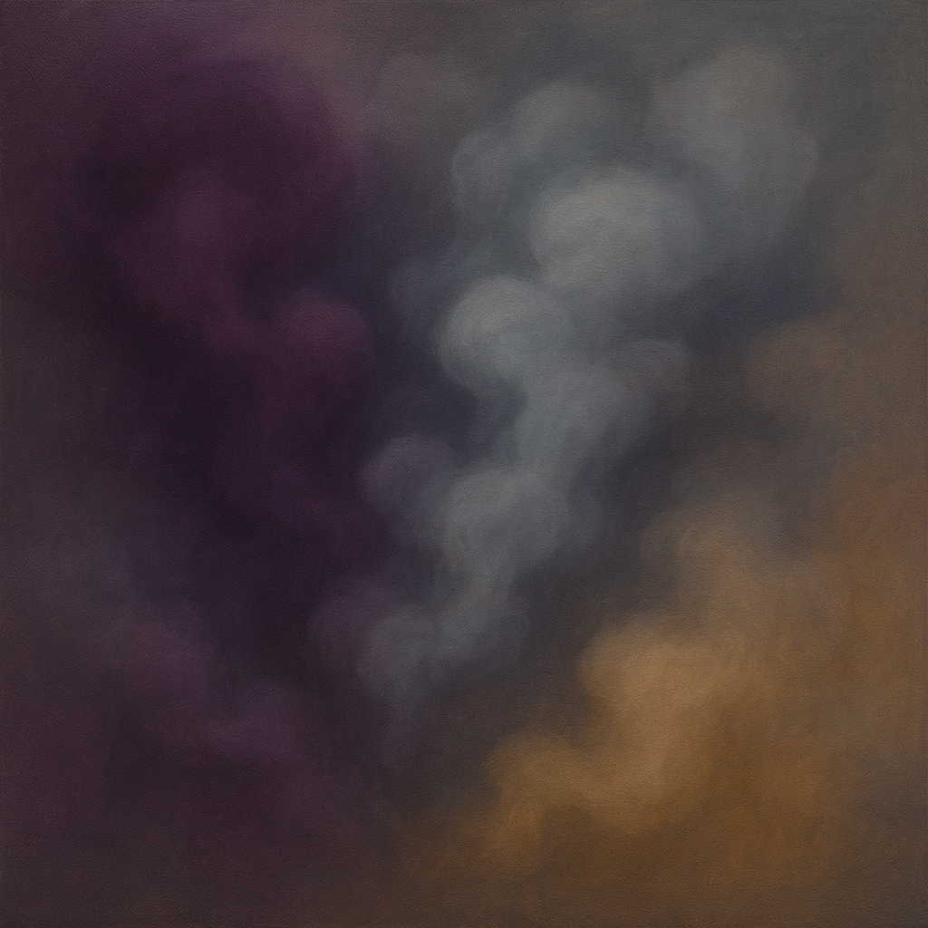 Gilded Plum & Soft Smoke Cloud Harmony No. 15 Oil Painting 100% Hand Painted Oil on Belgian Linen Canvas, Original Fine Art Wall Decor