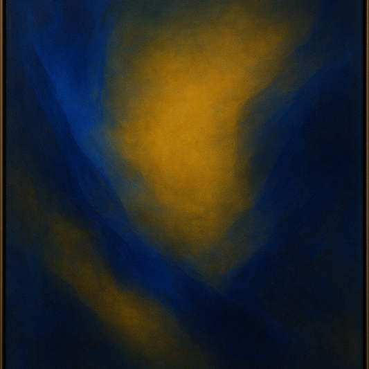 Lapis Lazuli & Golden Ochre Luminous Field No. 17 Oil Painting 100% Hand Painted Oil on Belgian Linen Canvas, Original Fine Art Wall Decor
