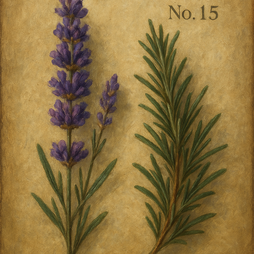 Vintage French Herbarium Lavender & Rosemary No. 15 Fine Art Oil Painting - View 1