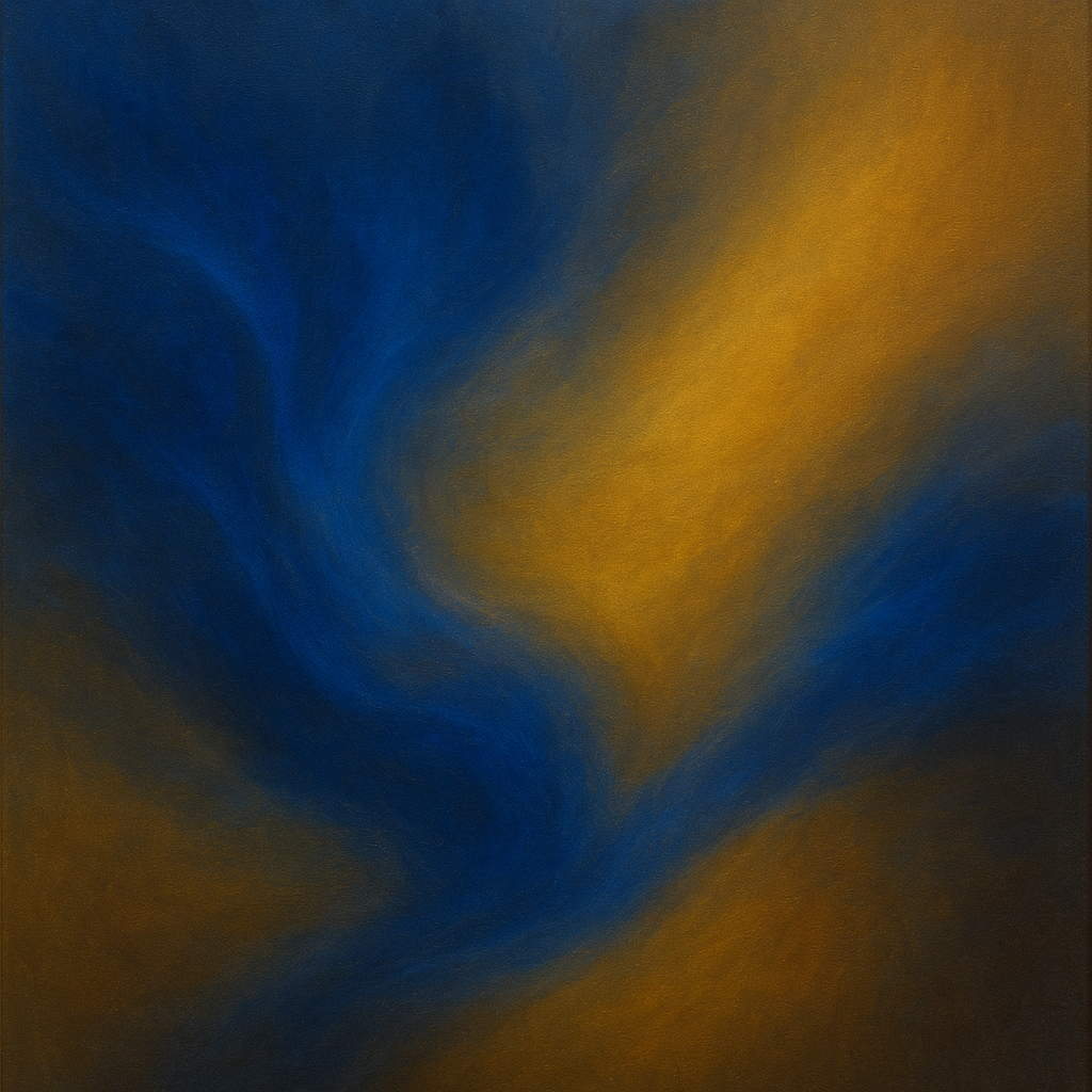 Lapis Lazuli & Golden Ochre Luminous Field No. 18 Oil Painting 100% Hand Painted Oil on Belgian Linen Canvas, Original Fine Art Wall Decor
