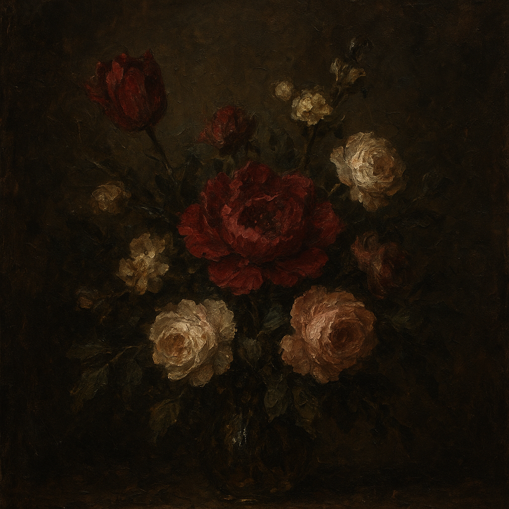 Dutch Golden Age Moody Floral Still Life No. 3 Oil Painting - 100% Hand-Painted Master Oil Painting
