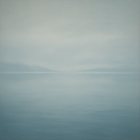 Glass Horizon over Quiet Arctic Waters No. 13 Oil Painting 100% Hand Painted Oil on Belgian Linen Canvas, Original Fine Art Wall Decor