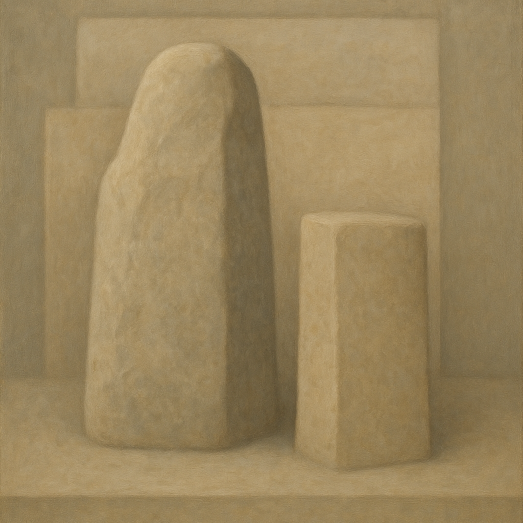 Driftwood Grey & Weathered Stone Monolith No. 23 Oil Painting - View 1
