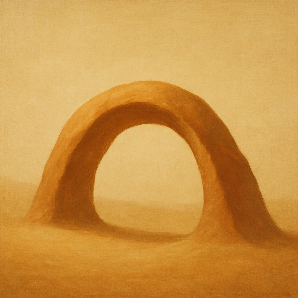 Warm Beige Travertine Arch No. 1 - Modern Fine Art Oil Painting - View 1