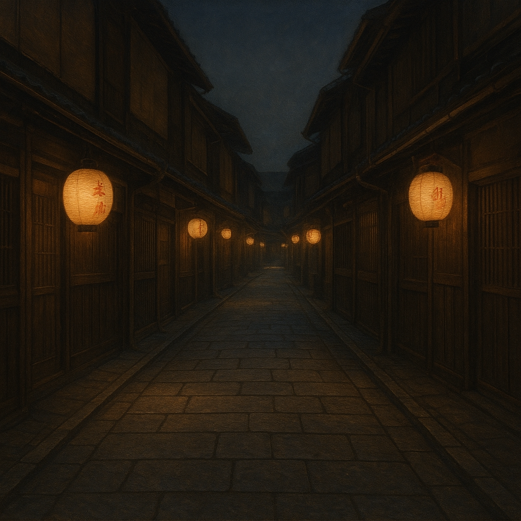 Old Kyoto Gion Alley in Soft Lantern Light No. 18 Oil Painting - View 1
