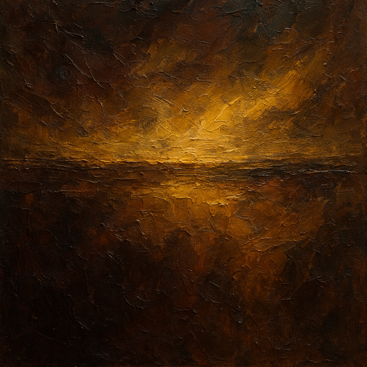 Espresso Velvet & Gilded Horizon Oil Painting - 100% Hand-Painted Master Oil Painting