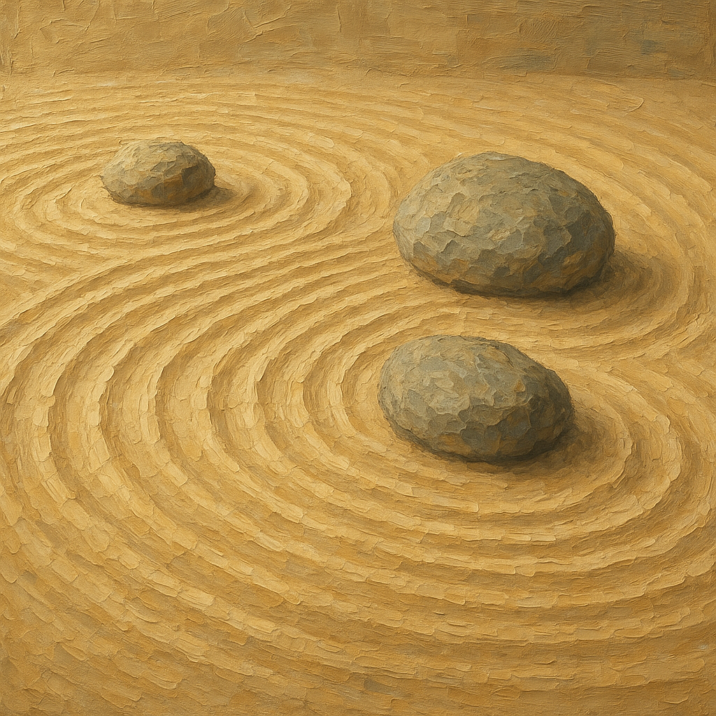 Raked Sand Zen Garden Oil Painting - View 1