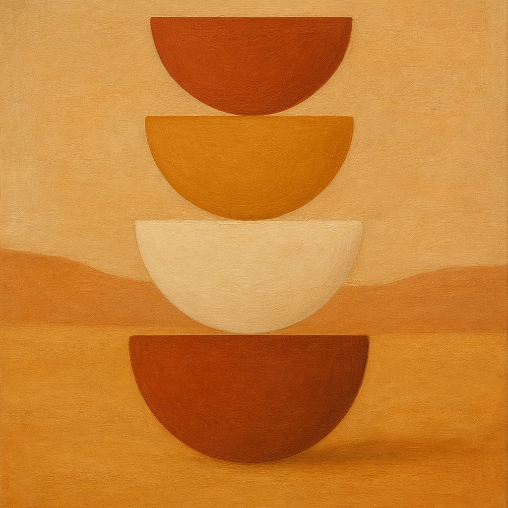 Stacked Semicircle Totem in Desert Warmth No. 8 Fine Art Oil Painting - View 1