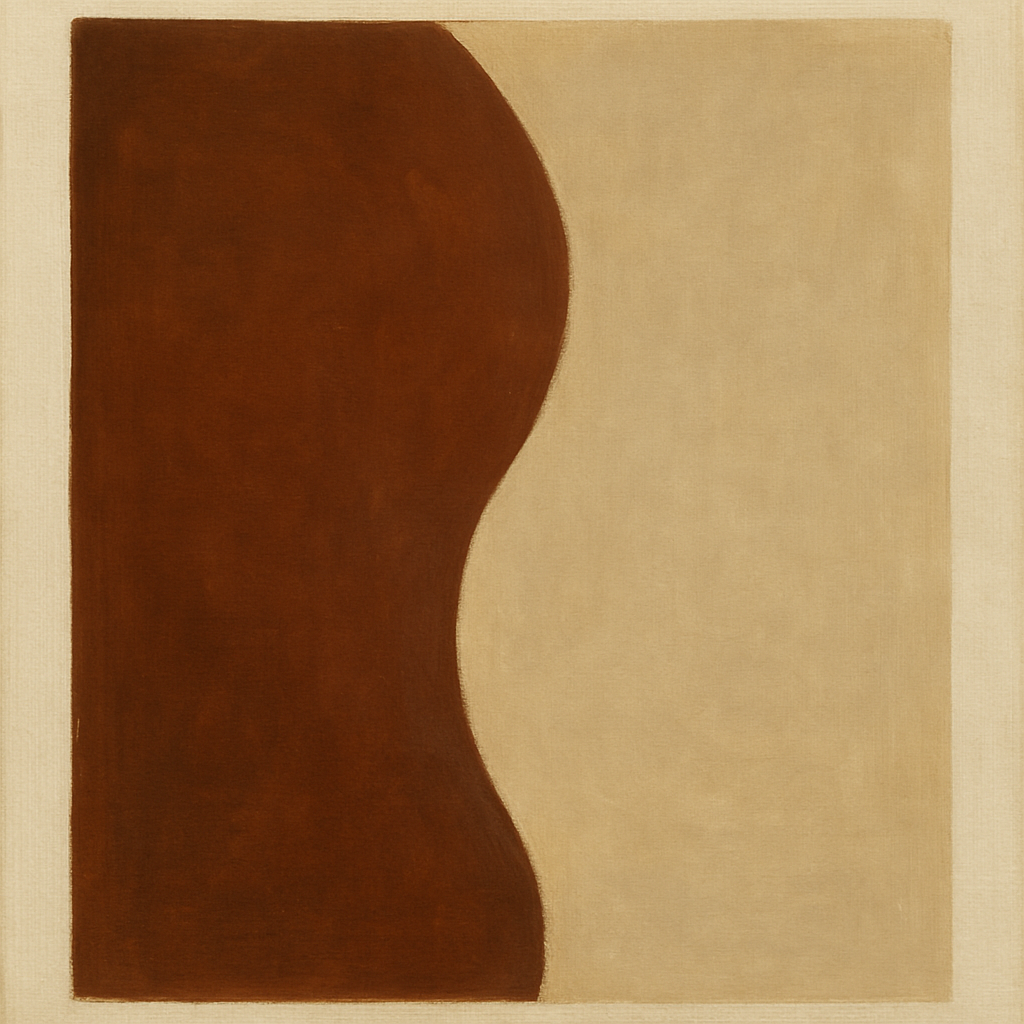 Burnt Umber & Greige Duet No. 7 - Modern Fine Art Oil Painting - View 1