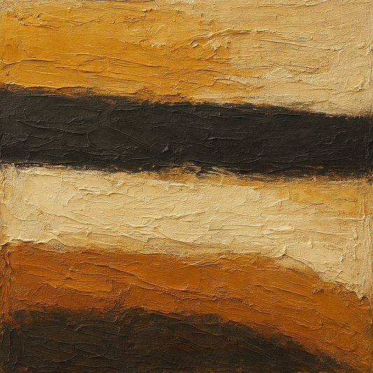 Charcoal & Ochre Horizon Wabi-Sabi Oil Painting - 100% Hand-Painted Master Oil Painting