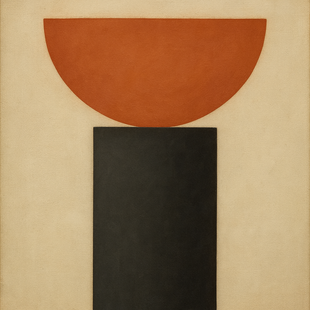 Semicircle Horizon & Minimalist Pillar No. 16 Oil Painting - View 1