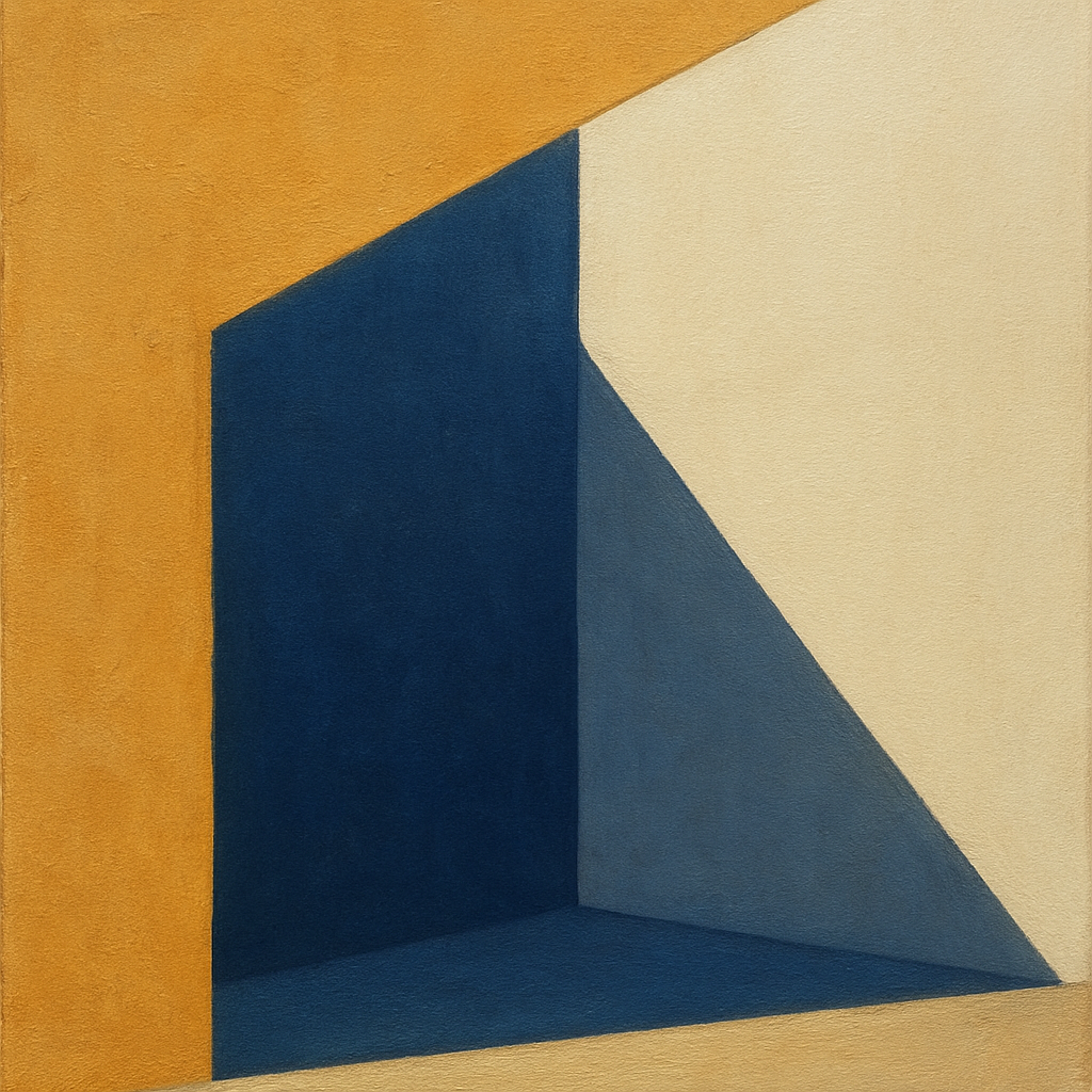 Sun & Shadow Architectural Facade Geometry No. 4 Fine Art Oil Painting - View 1