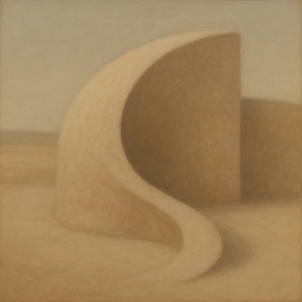 Soft Architectural Curve in Desert Bone No. 2 Oil Painting - View 1